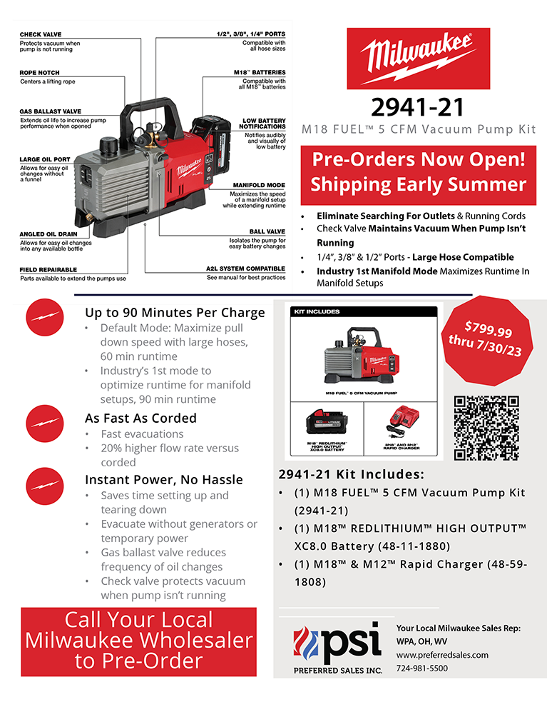 Milwaukee 2941-21 M18 Fuel 5 CFM Vacuum Pump Kit